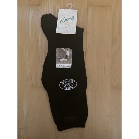 VTG Leggale Wool Blend Ribbed Socks Black Size 9-11 - Picture 1 of 2